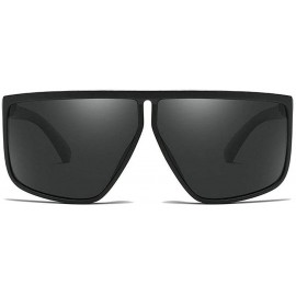 Goggle TR90 Frame Polarized Sunglasses Men Irregular Flat Top Driving Sunglasses Female - Black - CQ18YU4H3YE $30.98