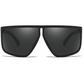 Goggle TR90 Frame Polarized Sunglasses Men Irregular Flat Top Driving Sunglasses Female - Black - CQ18YU4H3YE $11.66