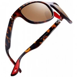 Oval Polarized Sunglasses For Men Goggle Sport Oval Frame Red Rubber Temple K0624 - Tortoise&brown - CK18O8SMYLR $16.79