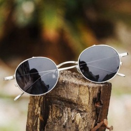 Round Steampunk Sunglasses Side Shields Metal Women Vintage Round Sun Glasses for Male Hollow - Gold With Black - CI1974NZTE5...