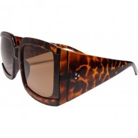 Square Oversized Classy Elegant Contemporary Modern Retro Square Frame Sunglasses - Tortoise - C3197036MM6 $15.78