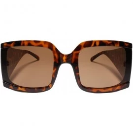 Square Oversized Classy Elegant Contemporary Modern Retro Square Frame Sunglasses - Tortoise - C3197036MM6 $15.78