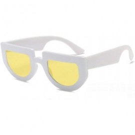 Aviator Cat Eye Retro Sunglasses Men Women 2019 Steampunk Shades UV400 Black Black - White Yellow - CV18YQTSL4Q $18.93