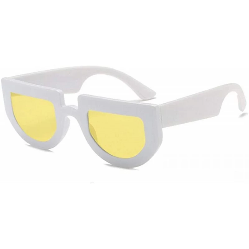 Aviator Cat Eye Retro Sunglasses Men Women 2019 Steampunk Shades UV400 Black Black - White Yellow - CV18YQTSL4Q $7.57