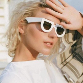 Aviator Cat Eye Retro Sunglasses Men Women 2019 Steampunk Shades UV400 Black Black - White Yellow - CV18YQTSL4Q $7.57