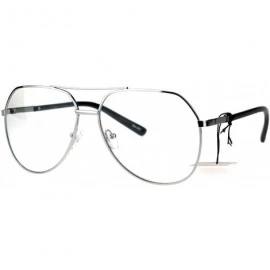 Aviator Clear Lens Fashion Glasses Unisex Metal/Plastic Aviator Eyeglasses UV 400 - Silver - CE18674RIMR $8.88