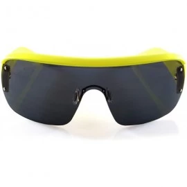 Goggle Unisex Futuristic Smoke Mirror Mono Lens Goggle Shield Sunglasses A300 - (Smoke) Neon Green - CN1966E3ZU4 $24.86