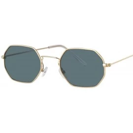 Goggle Square Sunglasses Women Shades Retro Classic Vintage Sun Glasses 100% UV400 Protection Eyewear - Gold Deep Green - C31...