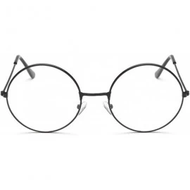 Round Fashion Vintage Retro Metal Frame Clear Lens Glasses Eyewear Eyeglasses Black Oversized Round Circle Eye - Black - CZ19...