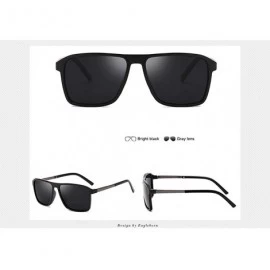 Rectangular Polarized Black Sunglasses Men Driving Retro Sun Glasses UV400 Summer - Black1 - CE18RN8R9EK $44.44