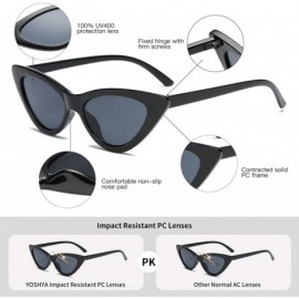 Oval Retro Vintage Narrow Cat Eye Sunglasses for Women Clout Goggles Plastic Frame - Black Grey + White Dots - CT192709QOQ $1...