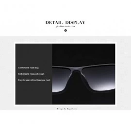 Rectangular Polarized Black Sunglasses Men Driving Retro Sun Glasses UV400 Summer - Black1 - CE18RN8R9EK $44.44