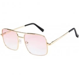 Oversized Military Style Classic Oversized Sunglasses Square Metal Frame 100% UV protection - Light Pink - CN18U88A6EK $19.93