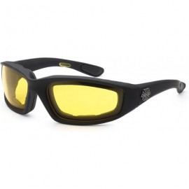 Goggle 5Zero1 Gangster Mens Women Biker Foam Padded Matte Motorcycle Goggles Sunglasses - Night Drive Yellow Lens - CW11XOL3O...