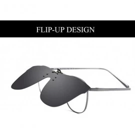 Rimless Polarized Clip-on Sunglasses Over Prescription Glasses Anti-Glare UV Protection Flip-up Sun Glasses - Grey - CC1960T2...
