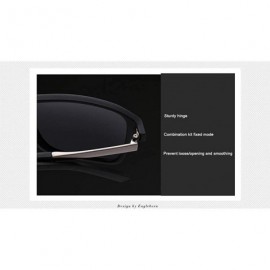 Rectangular Polarized Black Sunglasses Men Driving Retro Sun Glasses UV400 Summer - Black1 - CE18RN8R9EK $20.46