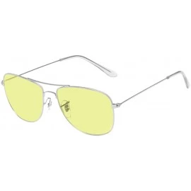 Sport Mens Womens Metal Frame Sunglasses Ocean Color Unisex Eyeglasses for Summer - Silver&yellow - CD1808947OT $13.80