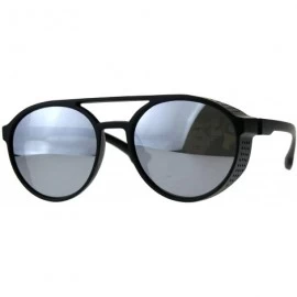 Aviator Side Cover Fashion Sunglasses Flat Top Round Vintage Aviators Mirror Lens - Black (Silver Mirror) - CS18DXL8Q4W $19.61