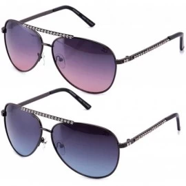 Aviator Women Aviator Rhinestone Bling Bling Stylish Sunglasses - 2 Pack Gunmetal - C8184WZTSEI $13.86