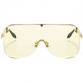 Square Oversize Shield Visor Sunglasses Flat Top Mirrored Mono Lens 170mm - Gold Frame Yellow Lens - CK198S49QQO $31.22