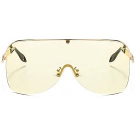 Square Oversize Shield Visor Sunglasses Flat Top Mirrored Mono Lens 170mm - Gold Frame Yellow Lens - CK198S49QQO $20.40