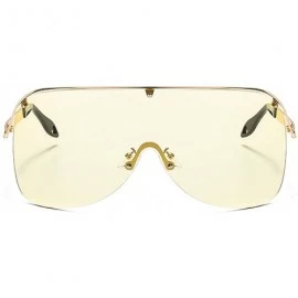Square Oversize Shield Visor Sunglasses Flat Top Mirrored Mono Lens 170mm - Gold Frame Yellow Lens - CK198S49QQO $30.81