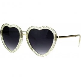 Oversized Glittery Heart Shape Sunglasses Sparkly Love Fashion Womens Shades UV 400 - Clear - C8188RTNE8S $18.95