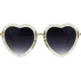 Oversized Glittery Heart Shape Sunglasses Sparkly Love Fashion Womens Shades UV 400 - Clear - C8188RTNE8S $8.57