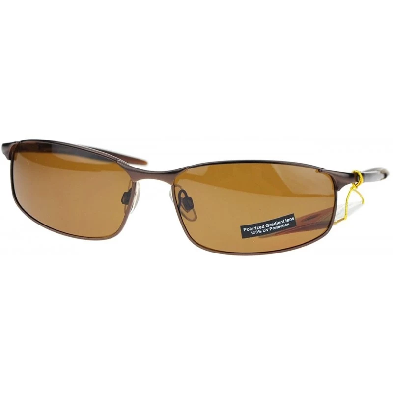 Rectangular Polarized Mens Minimal Metal Frame Narrow Rectangular Sport Sunglasses - Brown - CE11YAXKWVB $10.62