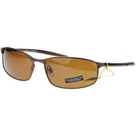 Rectangular Polarized Mens Minimal Metal Frame Narrow Rectangular Sport Sunglasses - Brown - CE11YAXKWVB $21.84