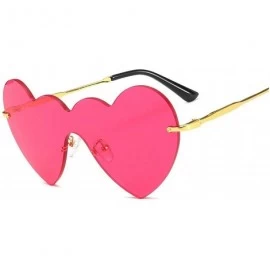 Oval Fashion One Piece Love Heart Lens Sunglasses Women Transparent Plastic Glasses Style Sun Clear Lady - Red - CK198ZUSZSZ ...