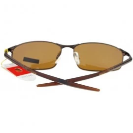 Rectangular Polarized Mens Minimal Metal Frame Narrow Rectangular Sport Sunglasses - Brown - CE11YAXKWVB $21.84