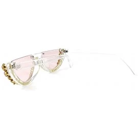 Round Fashion Round Half Frame UV protection Unisex Luxury Diamond Party Sunglasses - Pink - CL18UDA2SYK $19.19