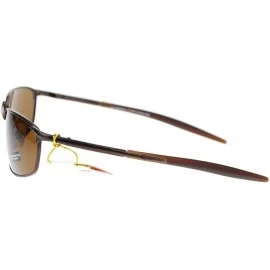 Rectangular Polarized Mens Minimal Metal Frame Narrow Rectangular Sport Sunglasses - Brown - CE11YAXKWVB $21.84