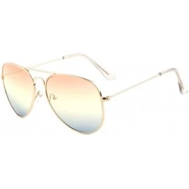 Aviator Triple Oceanic Color Thin Temple Classic Aviator Sunglasses - Orange Blue - CU190HAW4TA $14.38