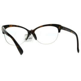 Cat Eye Fashion Half Rim Womens Cat Eye Clear Lens Horned Glasses - Tortoise Gold - CS183KQ3GSR $8.89