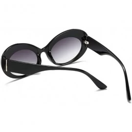 Oval Fashion New Men Cat Glasses Personality Small Frame Sunglasses Vintage Lady Oval Sun Glasses UV400 - Black - CI18QNH90Q3...