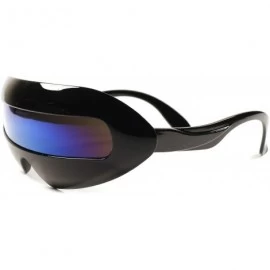 Wrap Space Alien Robot Party Rave Costume Cyclops Futuristic Novelty Sunglasses - Black / Blue - CX189AR9DII $26.33