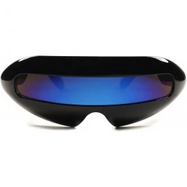 Wrap Space Alien Robot Party Rave Costume Cyclops Futuristic Novelty Sunglasses - Black / Blue - CX189AR9DII $13.88
