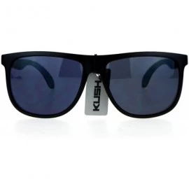 Square KUSH Sunglasses Thin Square Frame Rubber End Temple Matte Black - Black Teal - C2188OR6TRU $11.91