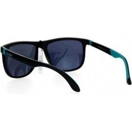 Square KUSH Sunglasses Thin Square Frame Rubber End Temple Matte Black - Black Teal - C2188OR6TRU $11.91