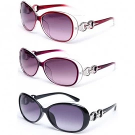 Round 7 Packs Vintage Oversized Sunglasses for Women 100% UV Protection Large Eyewear - Mix-1 - CS18WKINGX5 $24.12