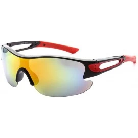 Sport Half Framed Outdoors Sports Sunglasses UV400 - Black Red Yellow Orange - C012KW9BDPB $18.38