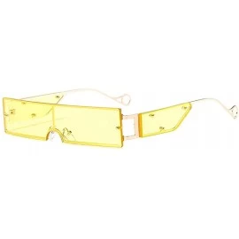 Shield Small Rectangle Sunglasses Retro Futuristic Rimless Lens - Yellow - CU199XRR0US $24.47