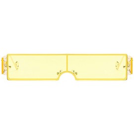 Shield Small Rectangle Sunglasses Retro Futuristic Rimless Lens - Yellow - CU199XRR0US $14.03