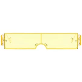 Shield Small Rectangle Sunglasses Retro Futuristic Rimless Lens - Yellow - CU199XRR0US $14.03