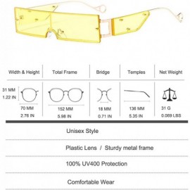 Shield Small Rectangle Sunglasses Retro Futuristic Rimless Lens - Yellow - CU199XRR0US $14.03