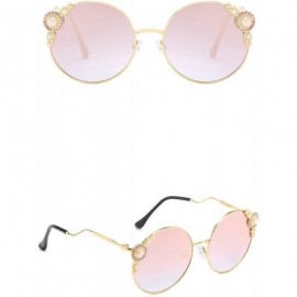 Sport Classic Retro Designer Style Round Frame Pearl Sunglasses for Women Metal Resin UV 400 Protection Sunglasses - CY18SARY...