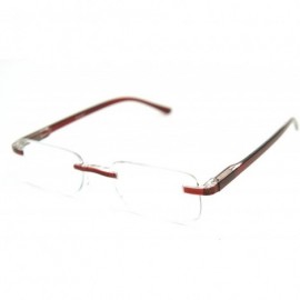 Rectangular Super Lightweight Reading Glasses Free Pouch HalfRim - Shiny Burgundy Crystal - CI12O2811VU $29.66