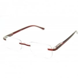 Rectangular Super Lightweight Reading Glasses Free Pouch HalfRim - Shiny Burgundy Crystal - CI12O2811VU $18.73